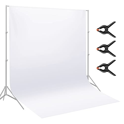 Neewer Écran de fond de toile de fond de photographie en polyester de 2,8 x 4,6 mètres avec 3 pinces pour la prise de vue en studio photo et vidéo,support de toile de fond non inclus (blanc)