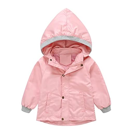 SUPTTING Chaqueta Impermeable Niña abrigo de Invierno para Niños Pequeños y Niñas con Bolsillo Chaqueta con Capucha Cremallera Prendas de Vestir a de Viento Chaqueta Unisex Niña