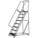 Ballymore Co Inc 6 Step Steel Rolling Ladder w/Weight Actuated Lock Step 16"W Expanded Step w/Cal OSHA Handrail