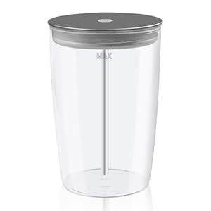 KTNAid 1 x 0,5 l glazen melkcontainer, vervanging voor JURA volautomatische koffiemachines, koffie bereiden of melk bewaren, transparante melkbeker (slang niet inbegrepen)