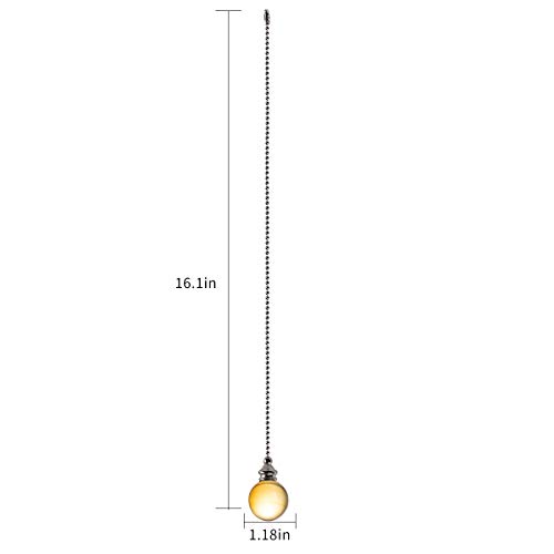 Image of Ceiling Fan Pull Chain, 2pcs 30mm Diameter Yellow Crystal Ball Fan Pull Chain, 20 Inches Fan Pulls Set with Connector Ceiling Fan Pull Chain Ornaments Lighting Accessories
