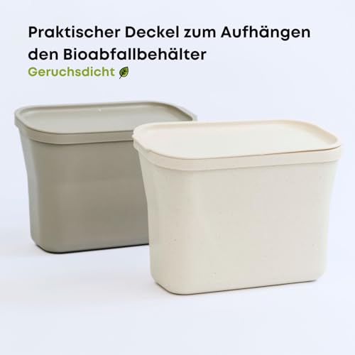 Plastia Urbalive Design Biomülleimer Küche zum Aufhängen 4L - Komposteimer Küche mit Deckel - Kleiner Mülleimer zum Aufhängen für alltäglichen Biomüll - Spülmaschinenfest, Taupe