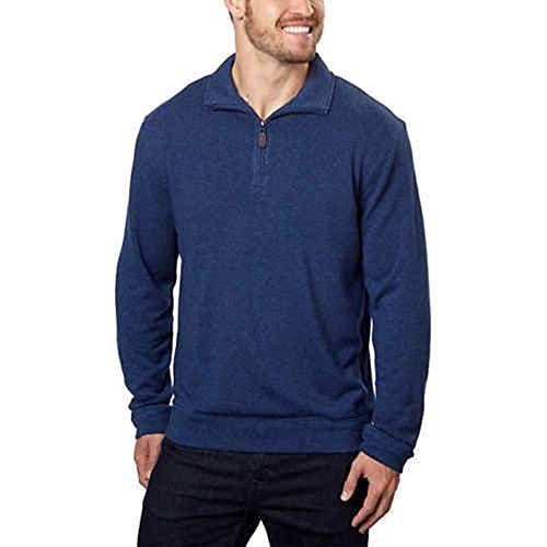 Hudson River Menâ€™s Â¼ Zip Long Sleeve Pullover (Blue, X-Large)