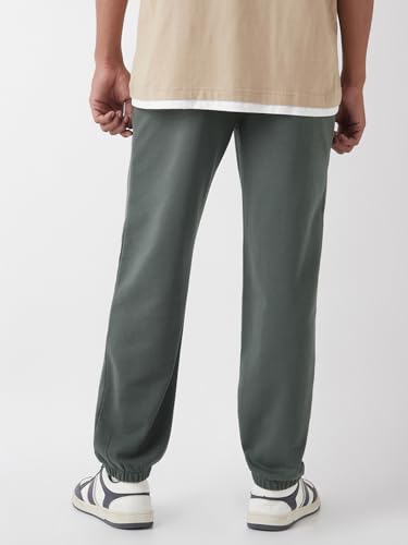 Image of Bewakoof Men's Solid Oversized Fit Cotton Poly Joggers