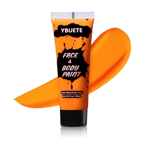 YBUETE Orange Face Body Paint Professional Paint for Halloween Cosplay Costume Party Full-coverage Multi-Color Cream Makeup Blendable Body Painting for Adults Halloween Cosplay SFX Makeup Paint