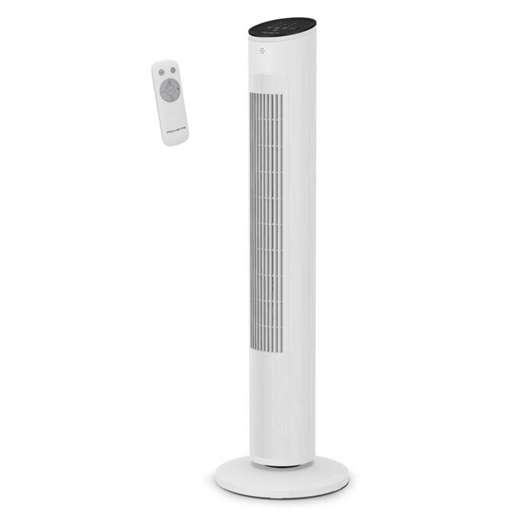 Rowenta Eole Ultra-cichy wentylator wieżowy, pilot zdalnego sterowania, moc 40 W, zasięg do 6 metrów, funkcja nocna, elektroniczny panel sterowania, inteligentny, biały VU6871