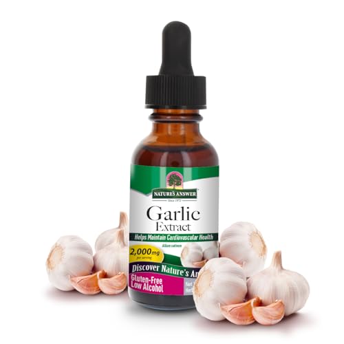 Nature's Answer Garlic Extract | Promotes Overall Health & Well-Being | Made with Low Organic Alcohol | Gluten-Free, Non-GMO & Kosher Certified | 1oz