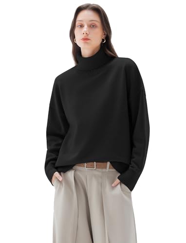 SUUKSESS Women Cashmere Oversized Chunky Turtleneck Pullover