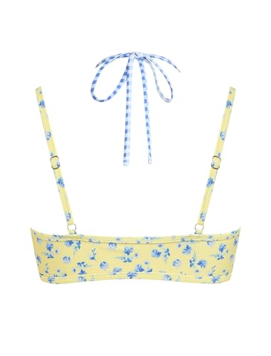 Image of ZAFUL Women's Polka Dot Bikini Tops Double Layer Halter Swimsuit Top Color Block Bathing Suit Top Only