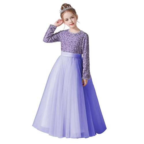 dideyttawl Flower Girls Dress Pageant Dress Junior Bridesmaids Dress Ball Gown for Girls Tulle Sequin Girls Formal Dress3