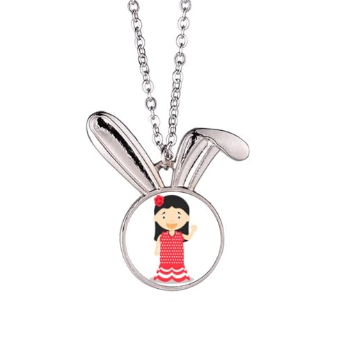 Collier lapin en robe rouge espagnole aux finitions d'artisanat d'art de luxe