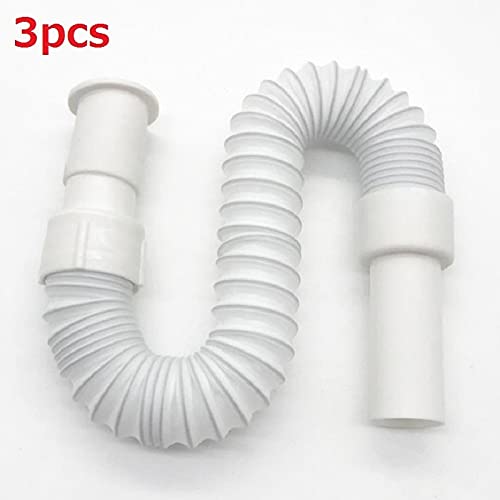 Manguera de Drenaje, Manguera de Drenaje de Repuesto, Manguera de Drenaje de Trampa en S de 3 Piezas Tubo Flexible de baño Lavabo de Agua for lavaplatos, (Longitud: 30 cm, Especificación: DN32)