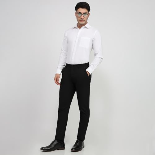 Image of Raymond Men Slim Fit Solid Pattern Pure Cotton Semi Cutaway Collar Full Sleeve Formal Shirt