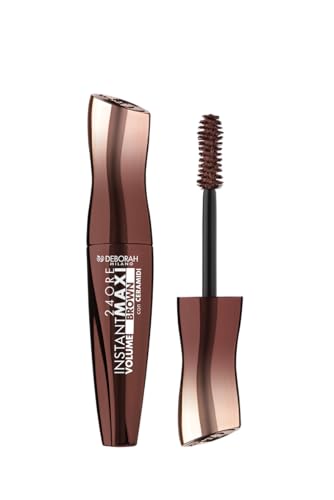 Deborah Milano - Mascara 24 Ore Instant Maxi Volume con Ceramidi, Effetto Volumizzante, Allungante e Incurvante a Lunga Durata, Dona Ciglia Folte e Rigenerate, Marrone, 12 ml