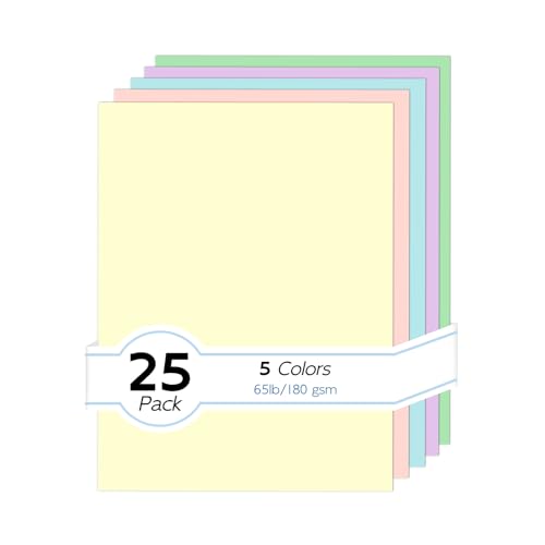 Colored Card Stock 5 Colors Goefun 65lb 8.5 x 11 Pastel Construction Paper Assorted Colors Perfect for Crafts DIY Cards Scrapbooking