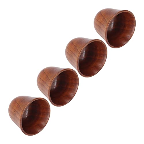 Zerodis 4-Piece Wooden Cup Set, 75ml Capacity, Retro Style, Perfect for Wine and Milk, Heat Insulating Design