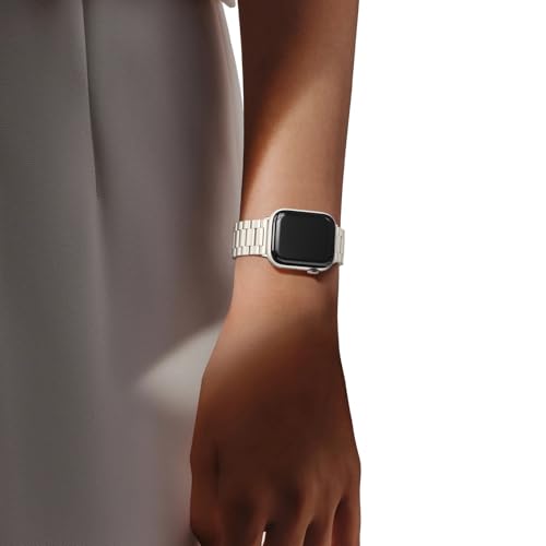 Image of EPULY Compatible with Apple Watch Band 49mm 45mm 44mm 42mm 41mm 40mm 38mm, Business Stainless Steel Metal Watchband for iWatch Strap Ultra SE Series 8 7 6 5 4 3 2 1 Men(Starlight, 42mm /44mm /45mm /49mm)