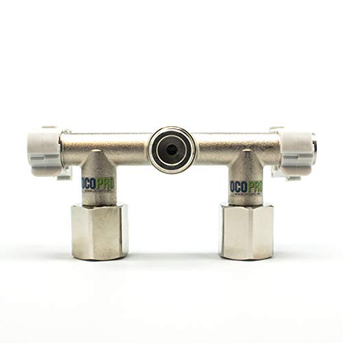 OCOPRO Distribuidor de 2 vías, cilindros de CO2 para reductores de presión reutilizables.