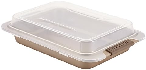 Anolon Bronze Nonstick Baking Pan With Lid / Nonstick Cake Pan With Lid, Rectangle - 9 Inch x 13 Inch, Brown