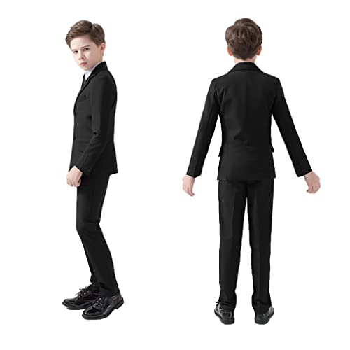 Yavakoor Boys Suits Slim Fit Suit For Kids Formal Outfit 5 Piece Coat Pants Shirt Set Dresswear For Boy Black Size 12 #TOP1