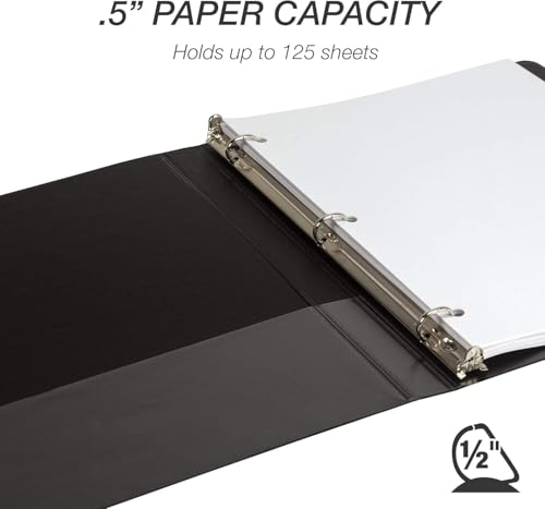 Image of Samsill Durable 0.5 Inch Binder, D Ring Binder, Customizable Clear View Cover, Black, 24 Pack, Each Holds 125 Pages