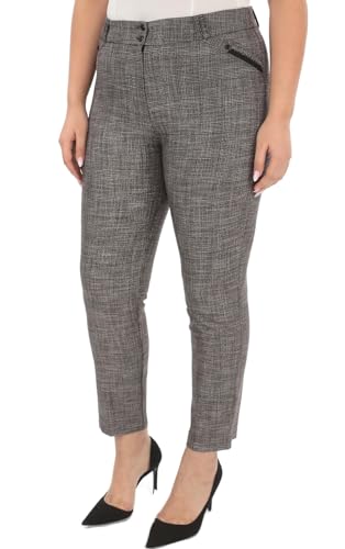 Women's Plus Size Work Pants, High Waisted Straight Leg Casual Relaxed Fit Office Trousers with Pockets for Business