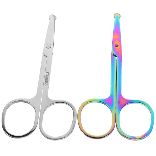 Ipetboom Tijeras para Recortar Vello Nasal y Cejas de Acero Inoxidable, Pequeñas y Portátiles, Punta Redonda Segura para Barba y Vello Facial, Herramienta Precisa para Cuidado Masculino