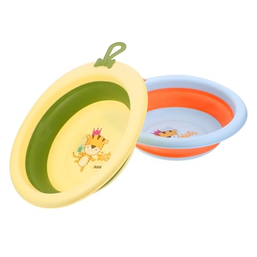 SOPOTUTU 2個折りたたみ式ベビー洗面器 カートゥーンデザイン 新生児用家用バスケット 足洗い 顔洗いに 軽量 安定 旅行やキャンプにも対応