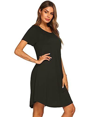 Ekouaer Womens, 3 In 1 Delivery/Labor/Nursing Nightgown Nightshirt, Maternity Hospital Gown, Breastfeeding Sleepwear, A_Black, Medium #TOP3