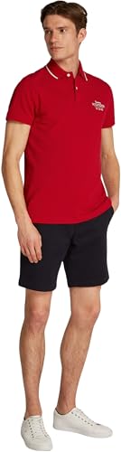 Tommy Hilfiger Herren Poloshirt Kurzarm Left Chest Graphic Regular Fit, Mehrfarbig (Medium Red), M – Ansicht 4