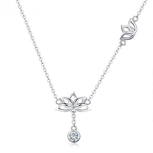 Colliers avec pendentif fleur argent 925 bijoux zircon transparent