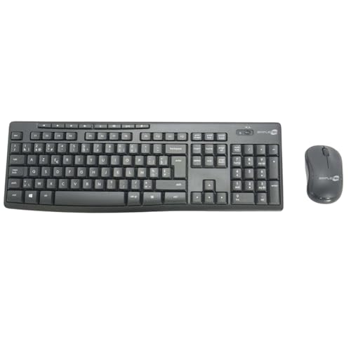 Kit teclado y ratón inalámbrico SIMPLETEK 2.4 GHz con acabado funcional AZERTY