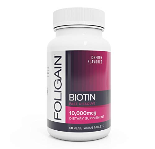 FOLIGAIN BIOTIN 10.000mcg Fast Dissolve Supplement voor gezonder, langer en dikker haar - 60 veganistische tabletten