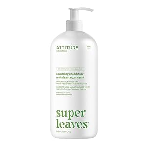 ATTITUDE Nourishing Hair Conditioner, For Dry and Damaged Hair, Naturally Derived Ingredients, Vegan Detangler, Dermatologically Tested, Grapeseed Oil and Olive Leaves, 32 Fl Oz