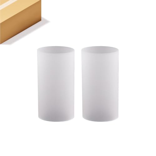 WGVI Hurricane Candle Holder Sleeve, W: 3", Ht: 6", Frosted Glass Cylinder Open Both Ends, Chimney Tube Shade, 2 Pieces