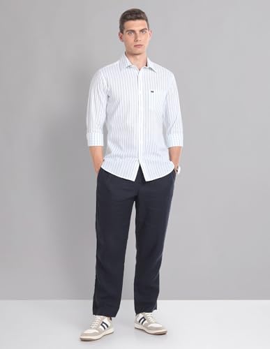 Image of AD by Arvind Vertical Stripe Cotton Summer Shirt