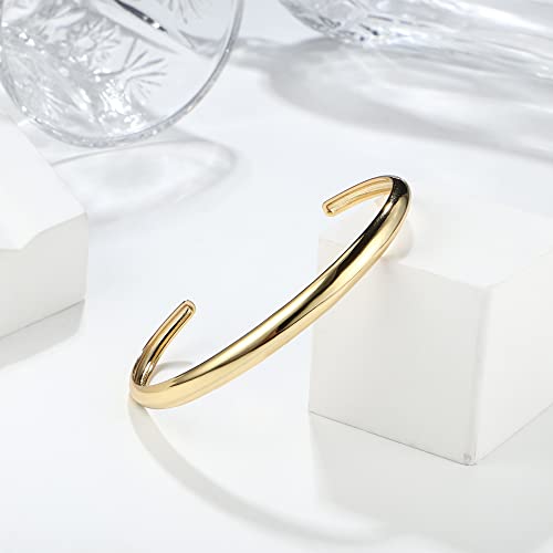 Haiaiso Gold Bracelets 18K Gold Plated Twisted Chunky Bangle Bracelet Plain Polished Adjustable Cuff Bangle Bracelet For Women #TOP3