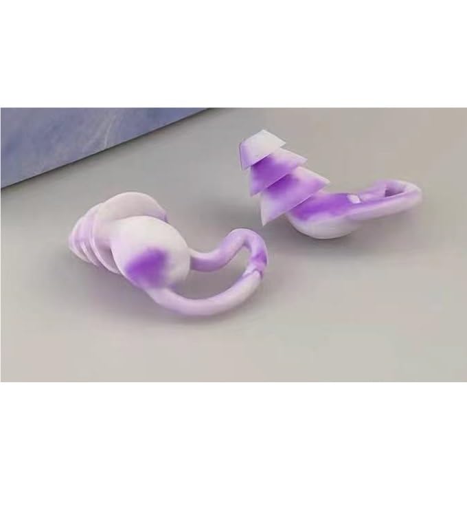 silikonowe zatyczki do uszu Zatyczki do uszu Silikonowe zatyczki do uszu Redukcja szumów Miękkie silikonowe zatyczki do uszu Pływanie Zatyczki do uszu Sen Pływanie Klips do uszu(Purple)