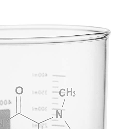 Suwimut 2 Pack Caffeine Beaker Mug Caffeine Molecule Mug, 16 oz Borosilicate Glass Chemistry Mug Coffee Mugs with Handle and Measuring for Tea, Coffee, Latte, Hot and Cold Beverage - Image 4