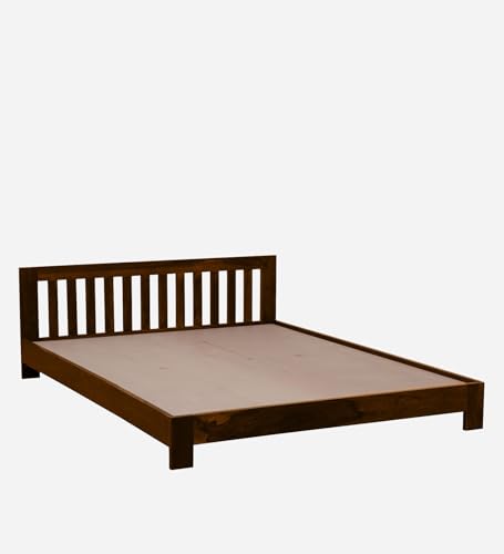 Image of Medley OOD Queen Bed Without Storage for Bedroom Home Solid Wood Without Storage Queen Palang Cot for Hotels with Headboard (Queen Size, Teak Finish, 1 Piece)