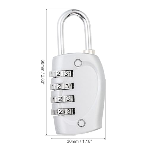 Image of PATIKIL Combination Lock, 4 Digit Outdoor Padlock Waterproof Locker Lock for Luggage Suitcase, Gym Locker, Fence, Filing Cabinets, Toolbox, Gate, Silver