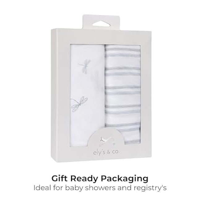 Ely¡¯s & Co. Bassinet Sheets, Baby Boy Fitted Bassinet Mattress Sheet Set - 2 Pack, 100% Jersey Knit Cotton, fits Oval, Hourglass and Rectangle Mattress, 32¡±x16¡±x3¡± Blue Dragonflies + Stripes