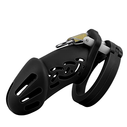 WOLWES Multi Colore Multi Dimensione Gabbia in Silicone per Gli Uomini A25 (Nero)