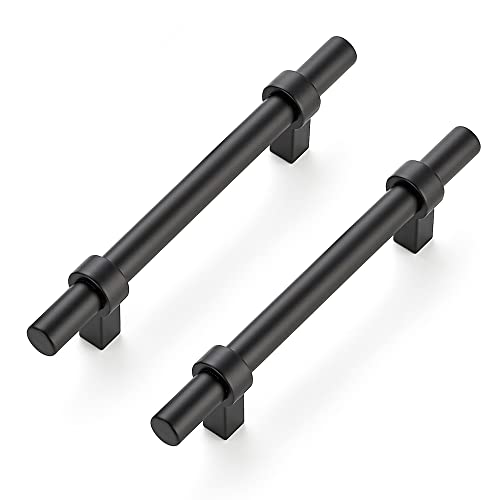 Image of Ravinte 15 Pack 6-3 /8 Inch Cabinet Pulls Matte Black Kitchen Cabinet Hardware Cupboard Handles with Square Base 6-3 /8 inch Length,4 inch Hole Center