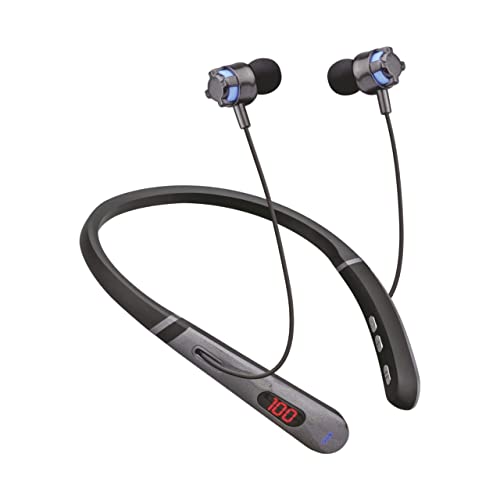 Image of Hitage Amaze Series NBT-628 Wireless Sport Neckband 65 Hrs Music with battry Indicator Bluetooth Headset (Grey Black, in the Ear)
