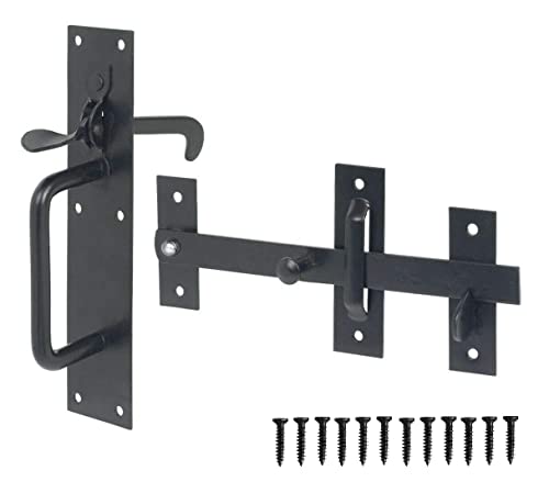 TERF® Heavy Duty Suffolk Gate Latch Door Lock Black Thumb Latch Catch Lock - Weather Protection Suffolk Latches for External Doors Gate Shed Door Lock with Fixing Screw - Pack of 1