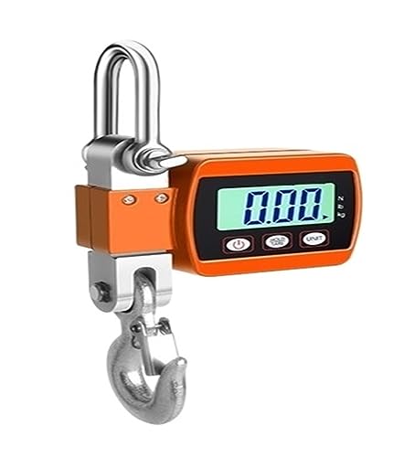 Portable Digital Crane Scale 500Kg/300Kg Digital Hanging Scale Portable Crane Scale Heavy Duty Crane Scale LCD Backlight Industrial Hook Scales Unit Change (300kg Orange 1)