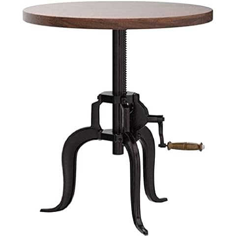 NACH cc-1816 Mango Wood/Cast Iron Kai Adjustable Crank Side Table, 18" x 1.13" x 18-27" Cover