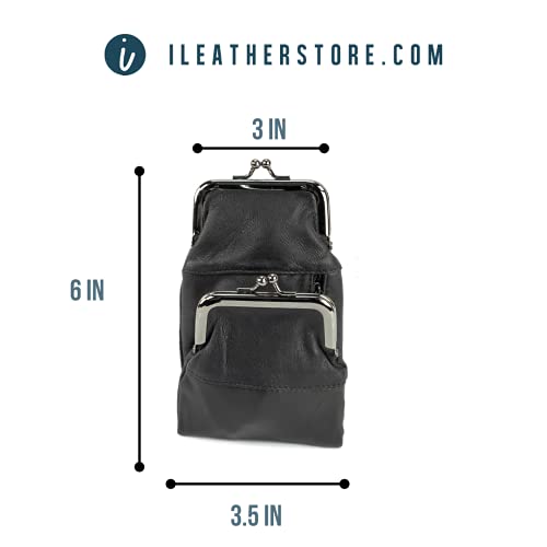 Leather Impressions Sturdy Cigarette Case - Make a Fashion Statement with The Elegant Cigarette Holder Featuring Dual Twist Clasp and a Zipper Pocket, Classic Long-Lasting Lighter Holder (Brown)4
