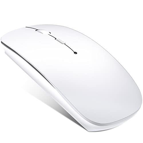 QYFP Souris Bluetooth rechargeable et légère sans fil compatible avec MacBook Pro/Air/Android/iOS Tablet/ordinateur portable/PC/Mac/ordinateur, Blanc